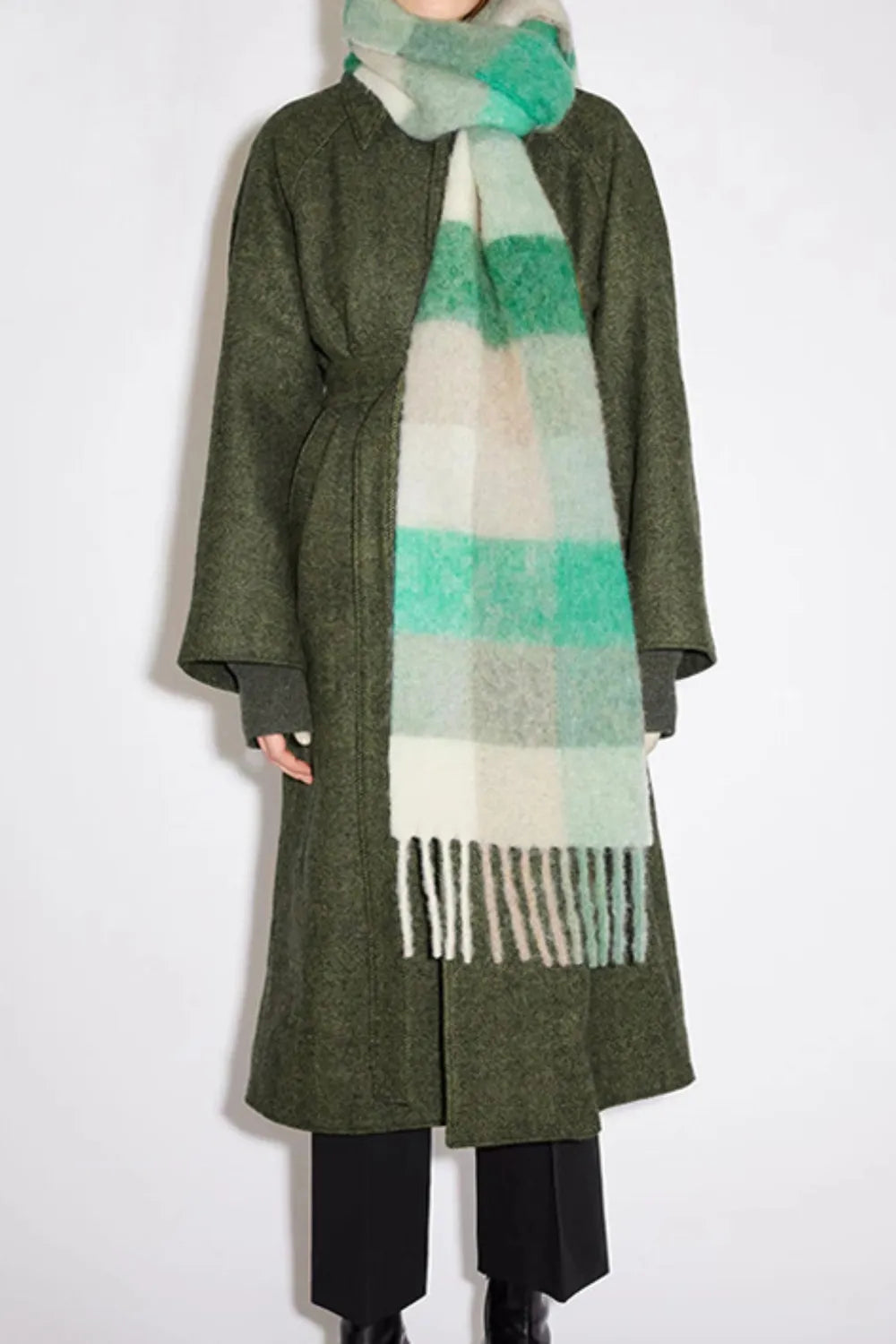 Harajuku Thermal Fringe Plaid Scarf