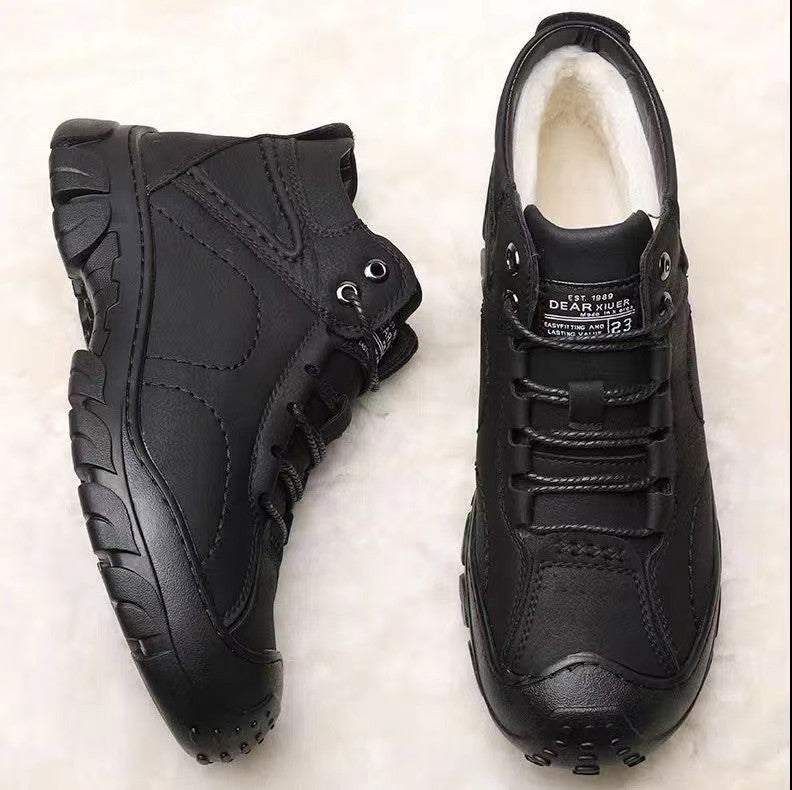 Men's Harajuku Style Winter Snow Boots with Fleece Insulation