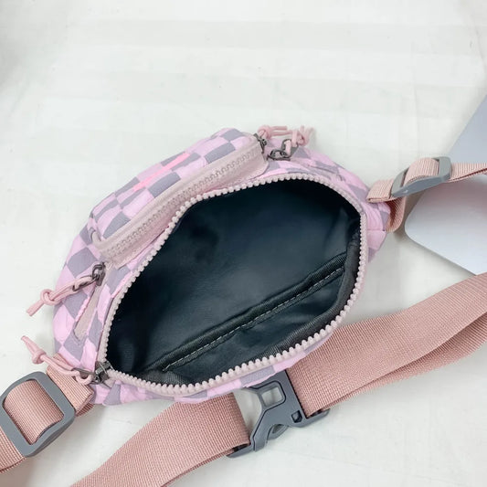 Harajuku Checkered Adjustable Strap Crossbody Bag