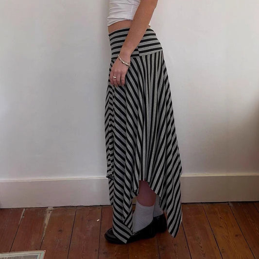 Harajuku Style Striped Irregular Drape Skirt