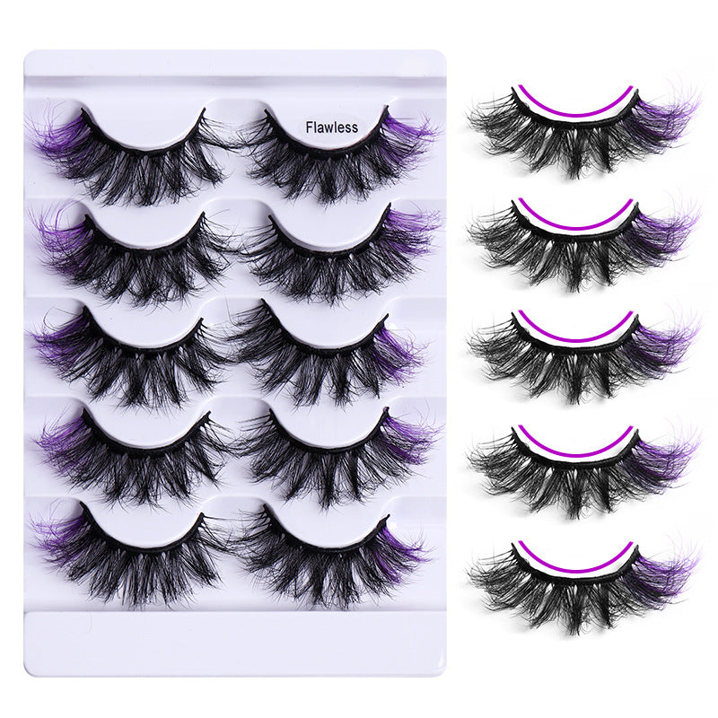 5 Pairs of Playful Colorful False Eyelashes - Multi Layered Mink-like