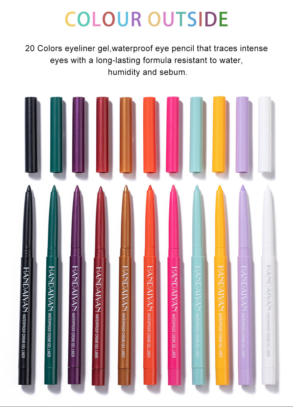 20 Pack Quick-Drying Waterproof Eyeliner Gel Pens