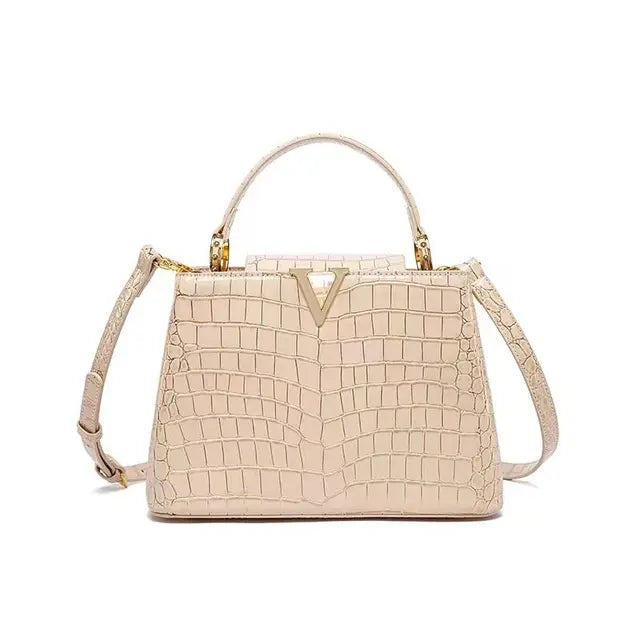 Luxury Crocodile Print Leather Handbag - Harajuku Style