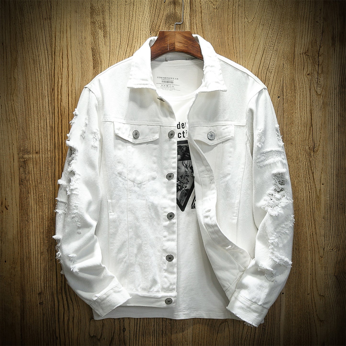 Harajuku Style Men's Denim Jacket - Casual Single Breasted Cardigan