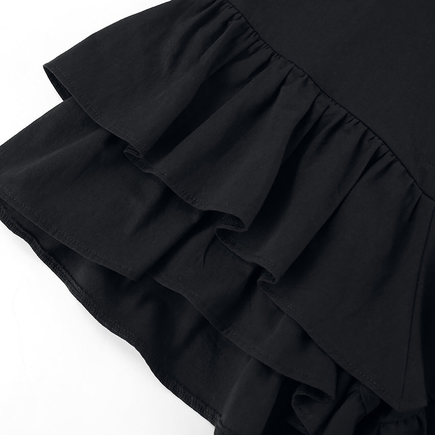 Harajuku Style A-Line Skirt - Versatile Black Short Skirt
