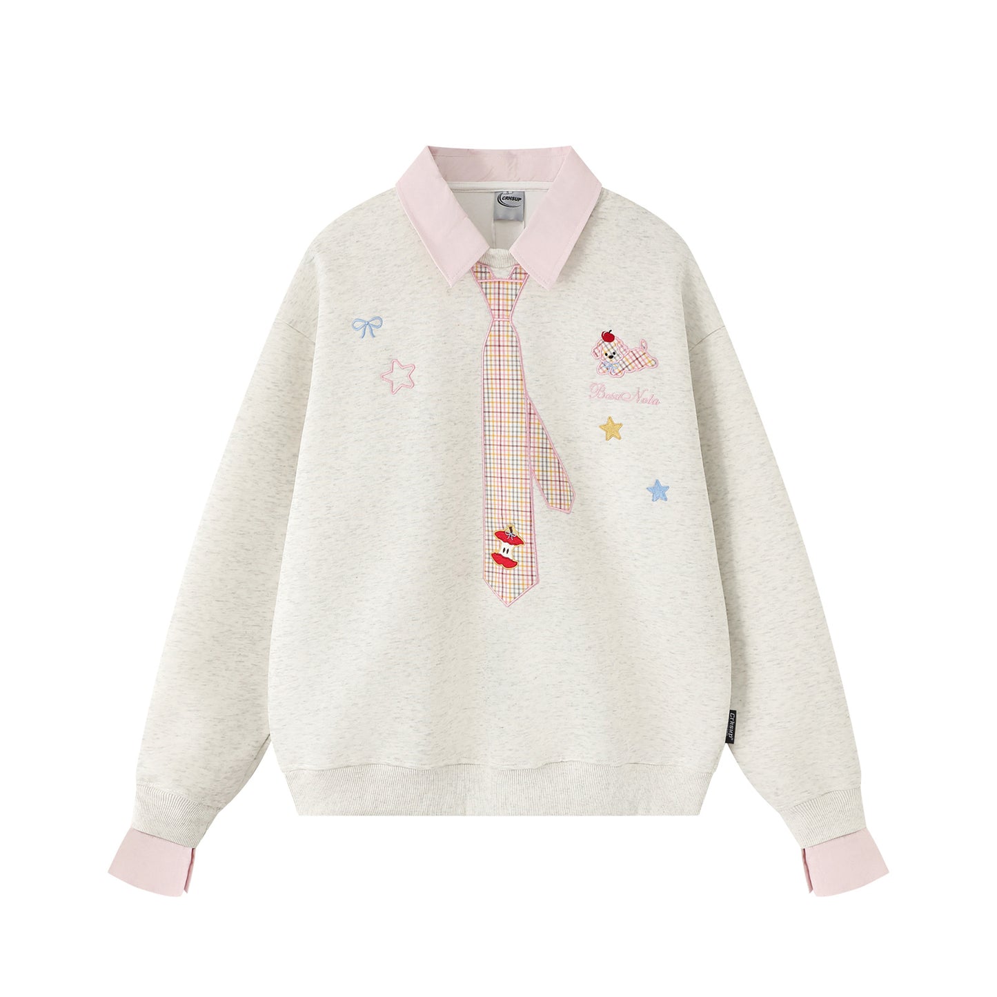 Turn-down Collar Faux Two-piece Loose Unisex Couple Sweater