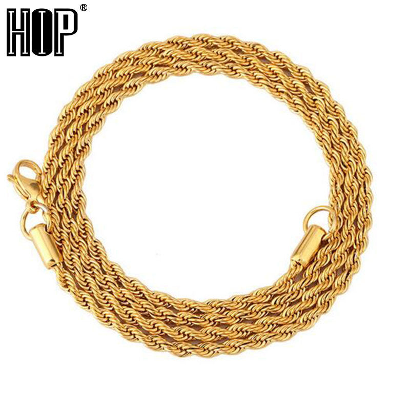 3mm Rope Chain Necklace - Gold & Silver Stainless Steel