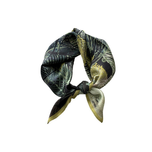 Harajuku Checkered Graffiti Green Silk Scarf & Headband