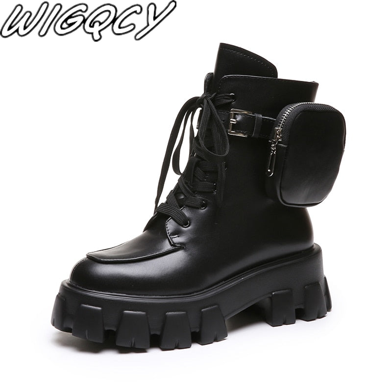 Harajuku Style Pocket Motorcycle Boots for Women