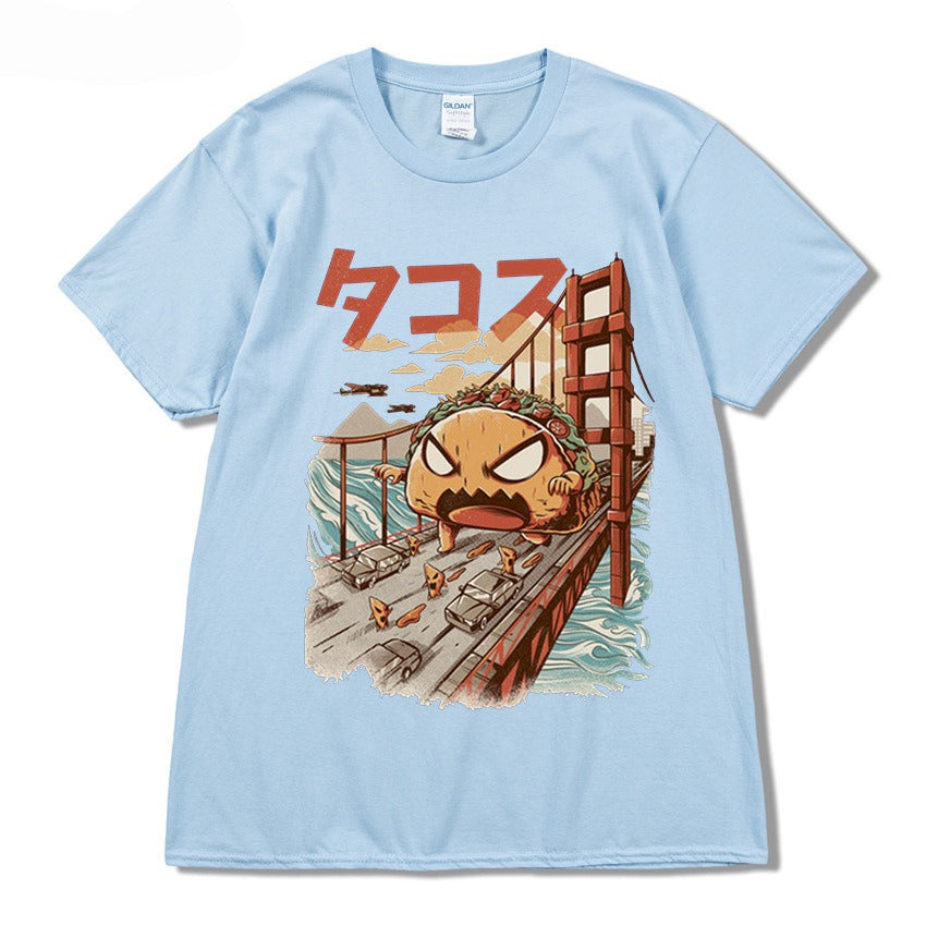 Harajuku Style Playful Rice Roll Graphic Tee for Men