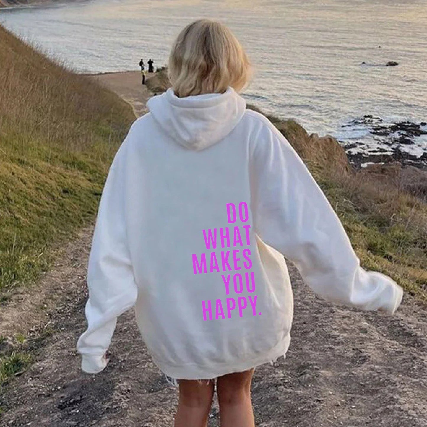 Do What Makes You Happy Dropped Shoulder Hoodie