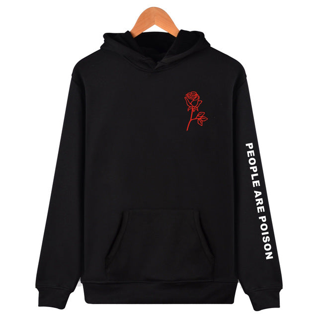Playful Poison Rose Print Hoodie - Unisex Harajuku Style
