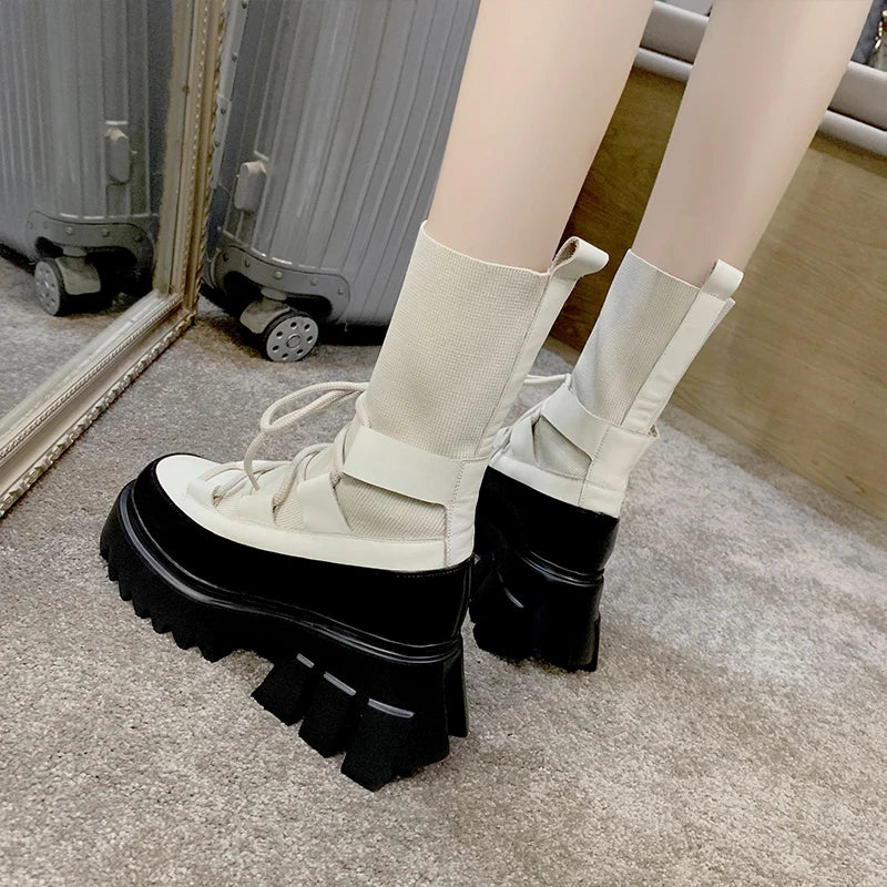 Harajuku Style Casual Stretch Fabric Sock Boots