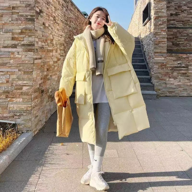 Chic Milk Yellow Down Cotton Jacket for Women