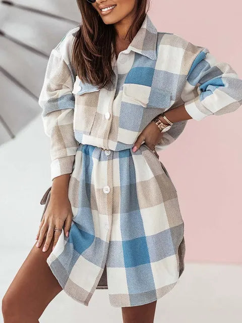 Thick Long Plaid Jacket Coat for Women - Harajuku Style