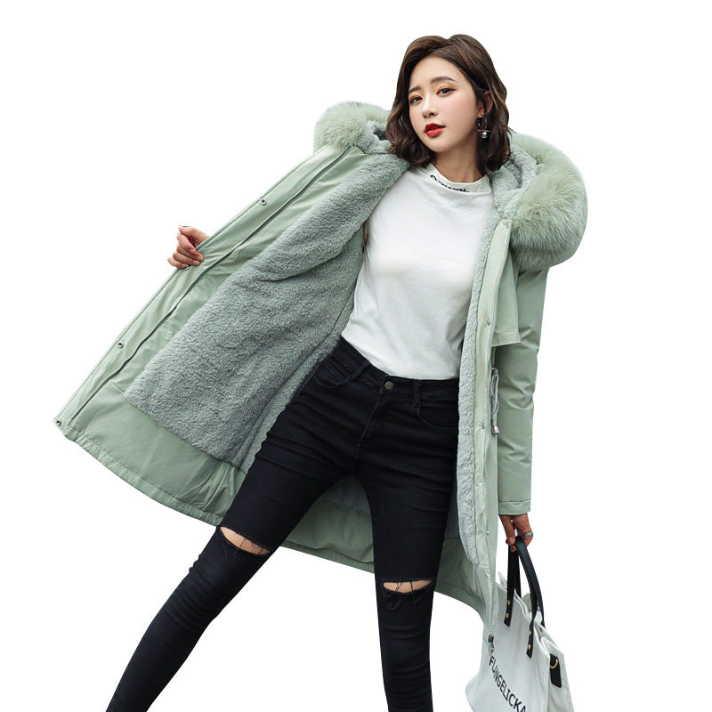 Korean Harajuku Big Fur Collar Fleece Jacket for Women