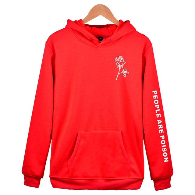 Playful Poison Rose Print Hoodie - Unisex Harajuku Style