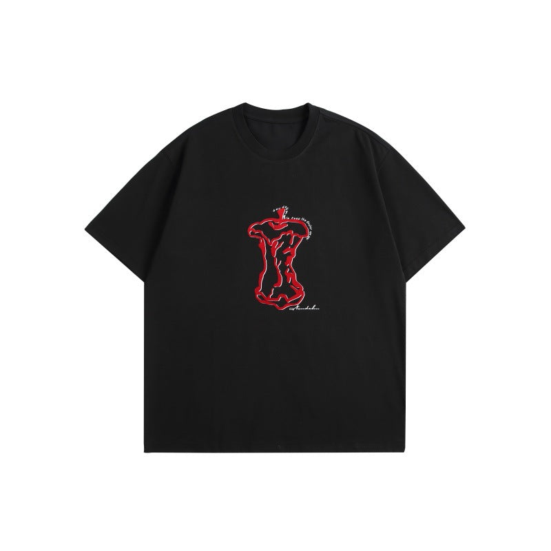 Playful Apple Core Print T-Shirt for Men and Women
