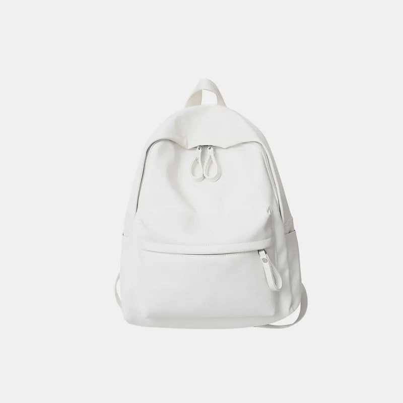 Harajuku PU Leather Zip Backpack