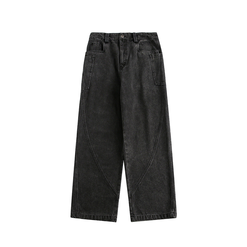 Men's Straight Leg Wash Denim Jeans