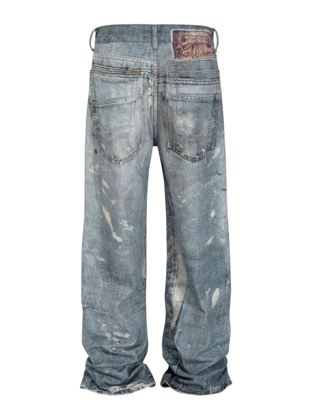 Men's Distressed Button Fly Straight Jeans