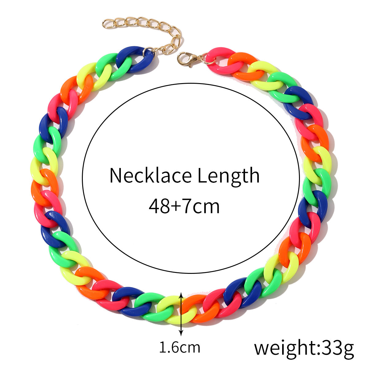 Colorful Cuban Chain Necklace - Harajuku Style