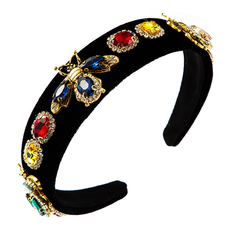 Baroque Black Gold Velvet Bee Headband
