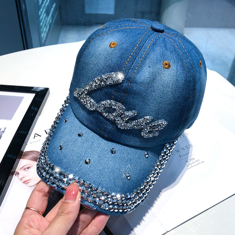 Harajuku Style Cowboy Baseball Hat with Rhinestones
