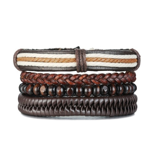 4pcs Adjustable Black Bracelets Set - Harajuku Style Jewelry