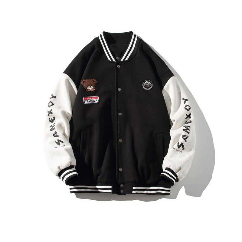 Casual Baseball Jacket for Men, Loose Fit, All-Match Sporty Outdoor Jacket