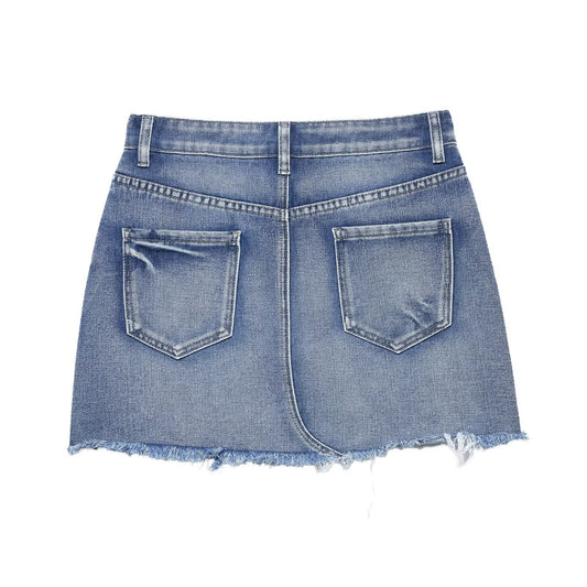 Vintage Ripped Denim Mini Skirt for Women