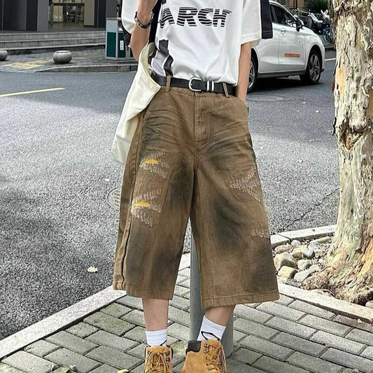 Washed Vintage Loose Denim Shorts