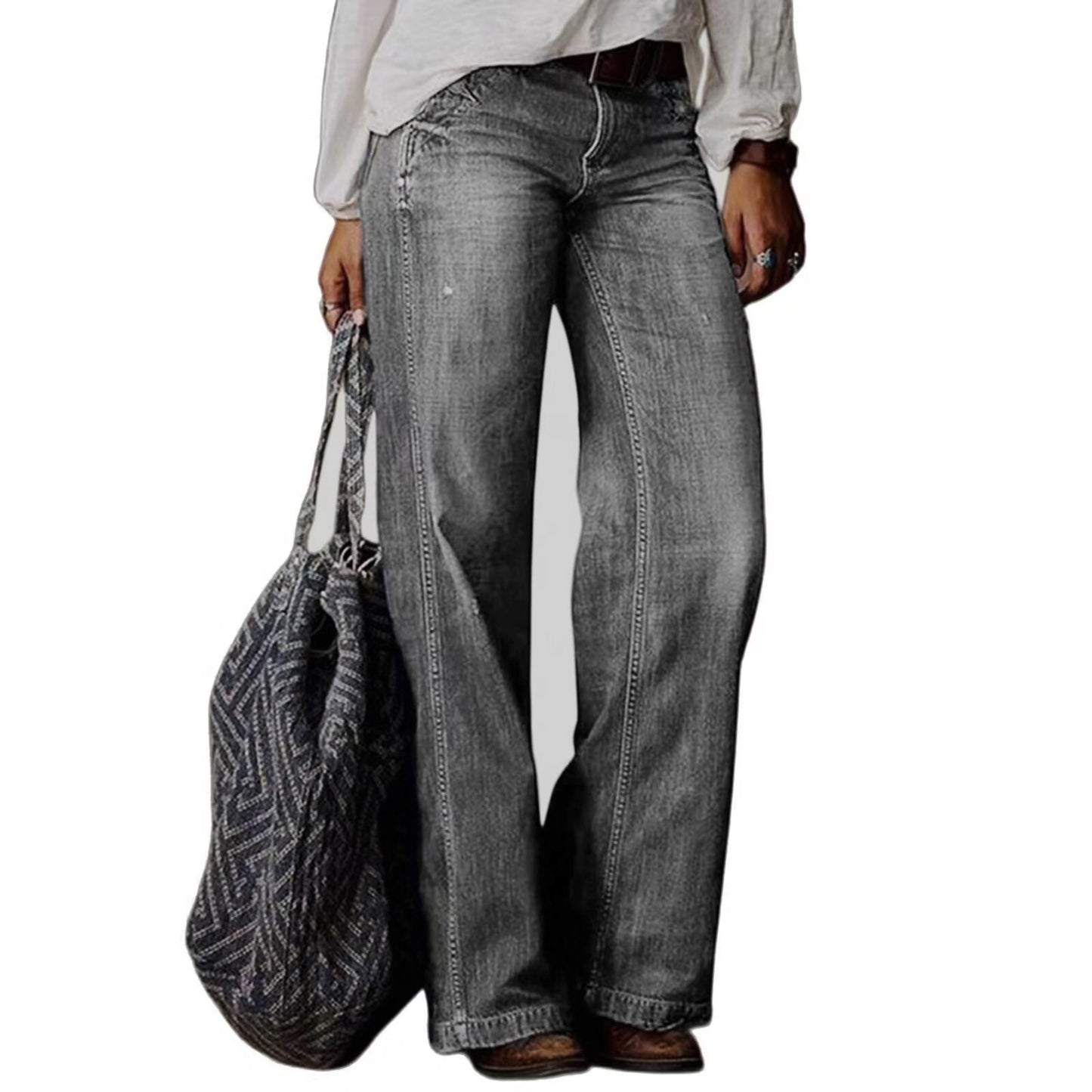 Retro Harajuku Wide Leg Casual Jeans for Women