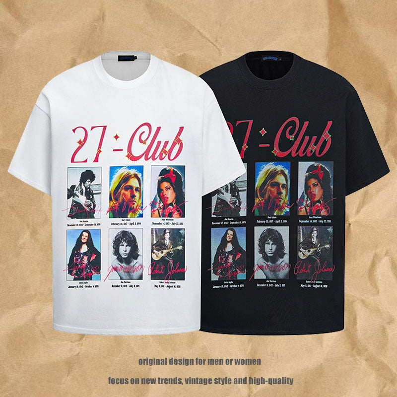 Vintage Harajuku Band Print Short Sleeve T-Shirt
