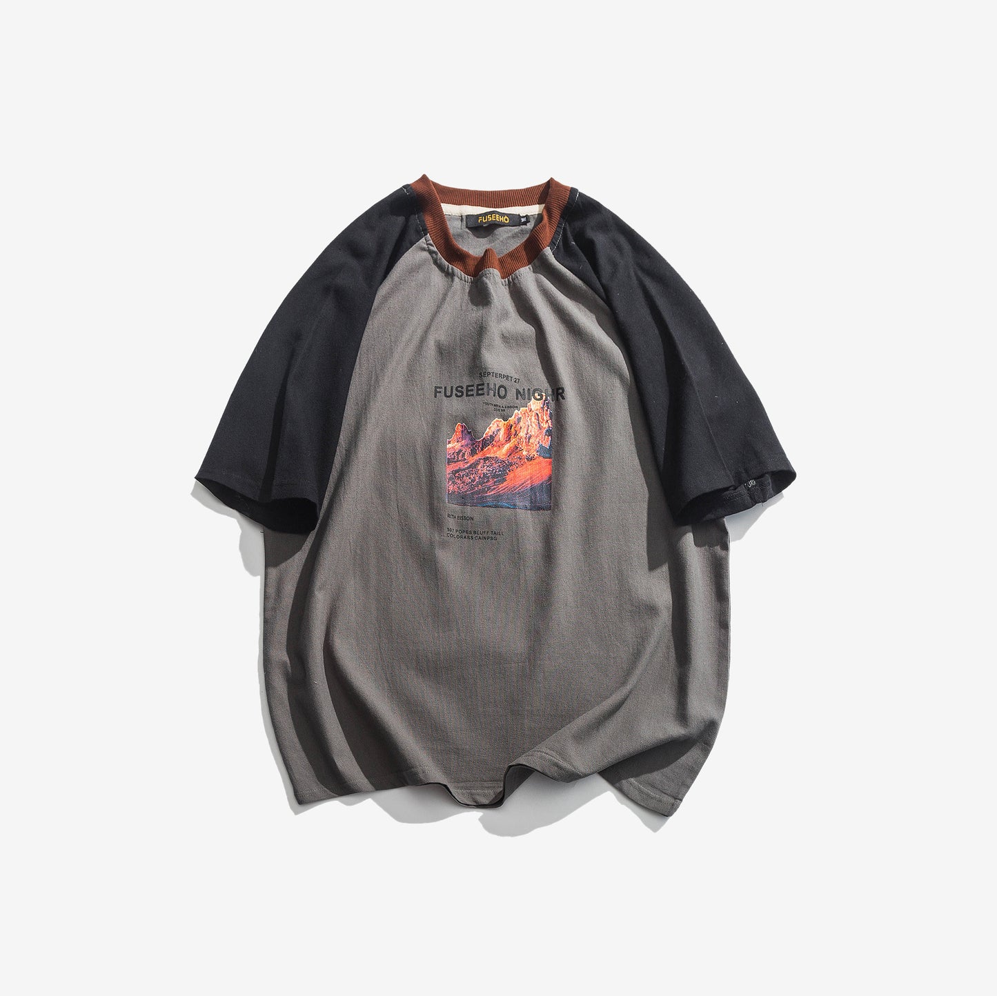 Color Blocked Short Sleeved Loose Casual Top