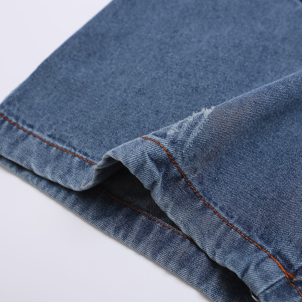 Faded Letter Print Denim Shirt - Retro Harajuku Style