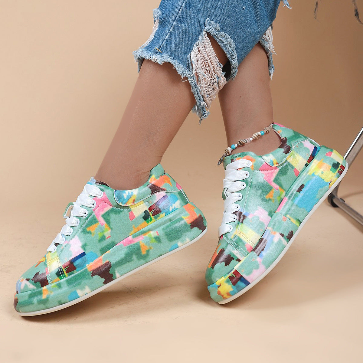 Harajuku Style National Flag Lace-Up Sports Shoes