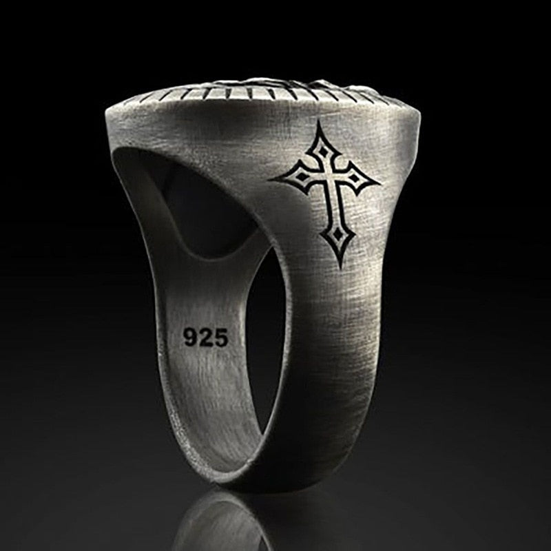 Vintage Silver Jesus Cross Ring - Harajuku Style Jewelry
