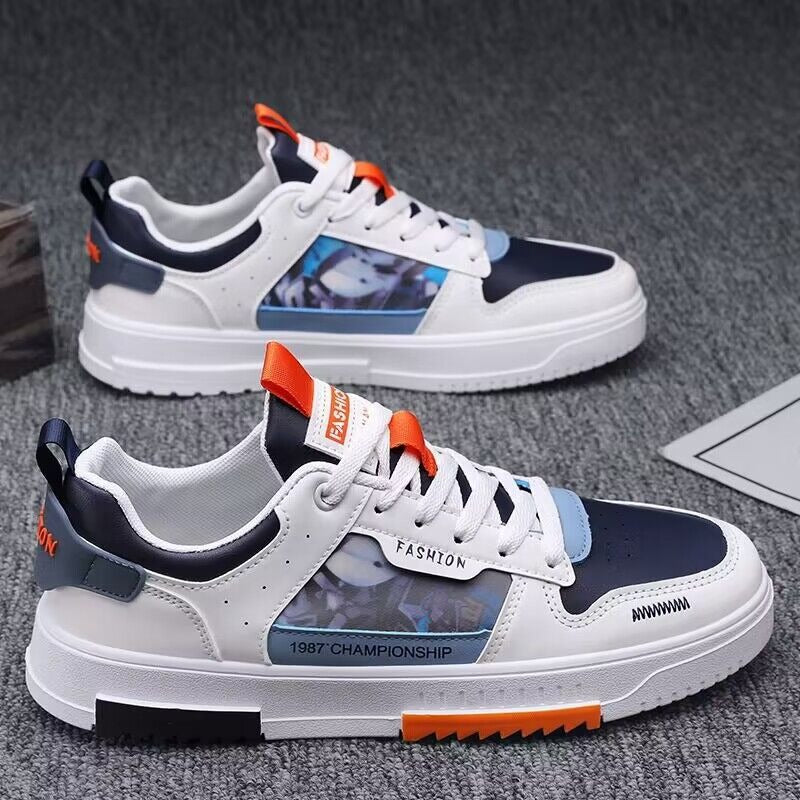 Harajuku-Inspired Breathable White Sneakers for Men