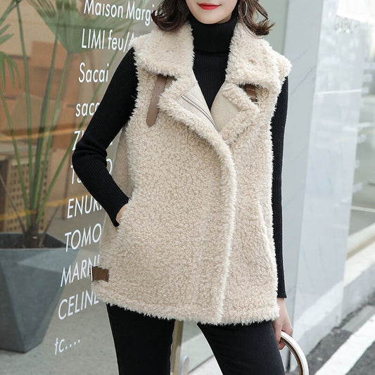 Korean Style Thickened Lamb Wool Vest for Students
