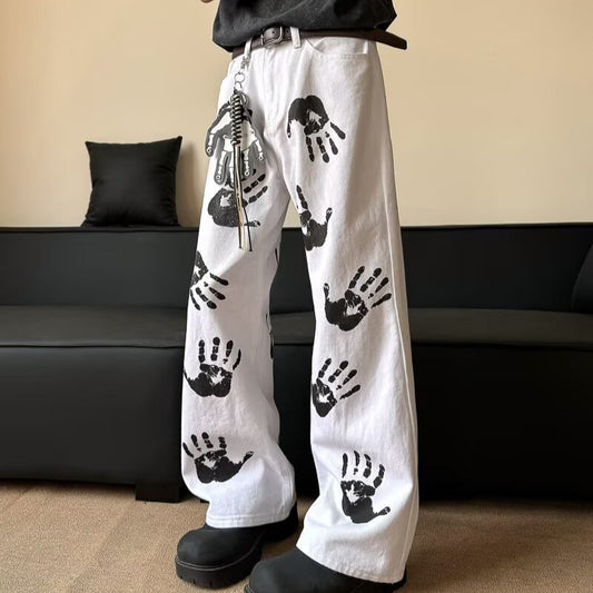 Men's White Denim Micro Flared Pants