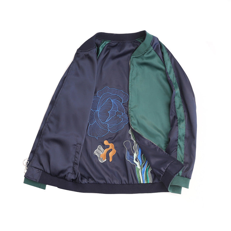 Reversible Embroidered Baseball Jersey - Harajuku Chic