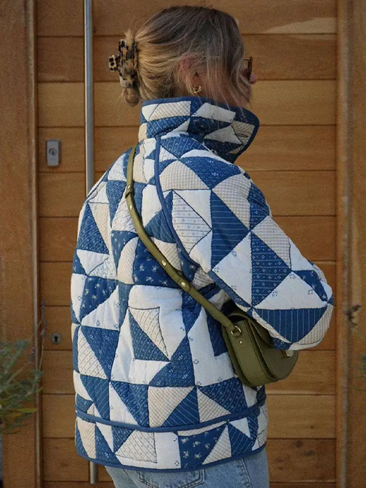 Harajuku Style Casual Cotton Jacket - Chic Patchwork Design