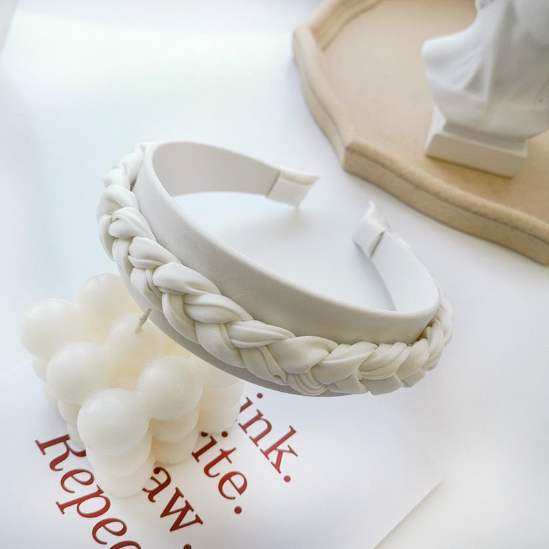 Hair Hoop Solid Color Braided Headband