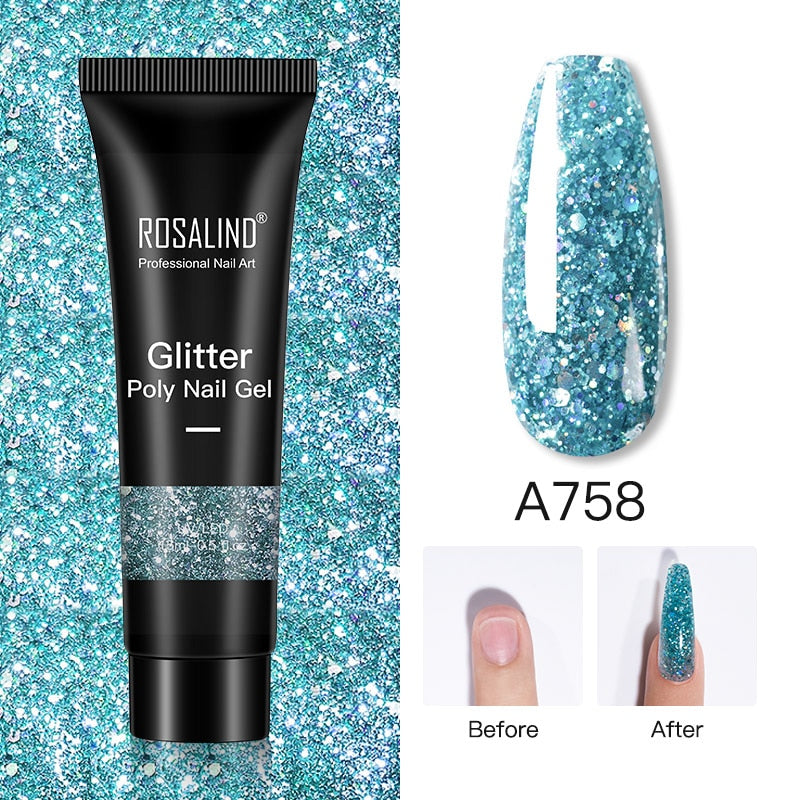 Glitter Poly Nail Gel Extension - 15ml Nail Polish for Manicure