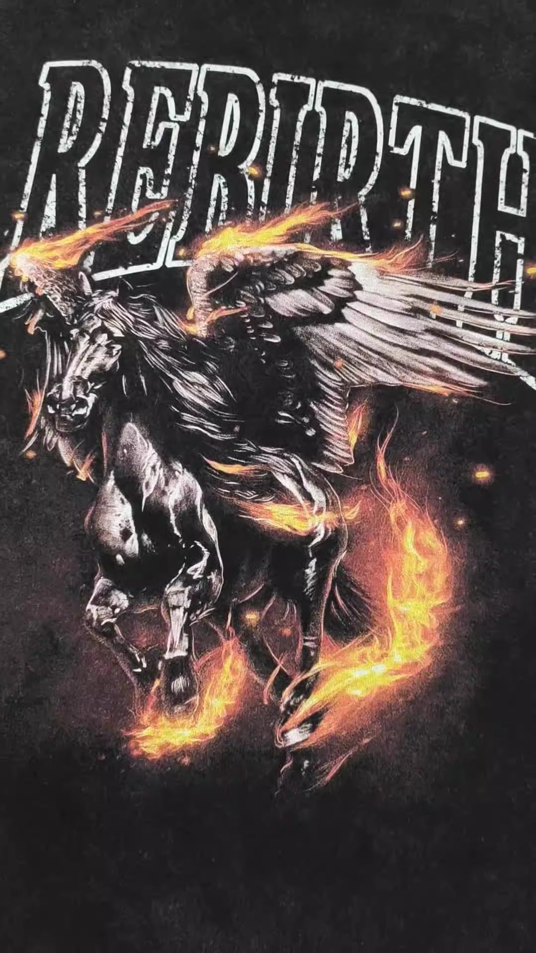 Firehorse Print Worn Out T-Shirt for Men - Harajuku Style