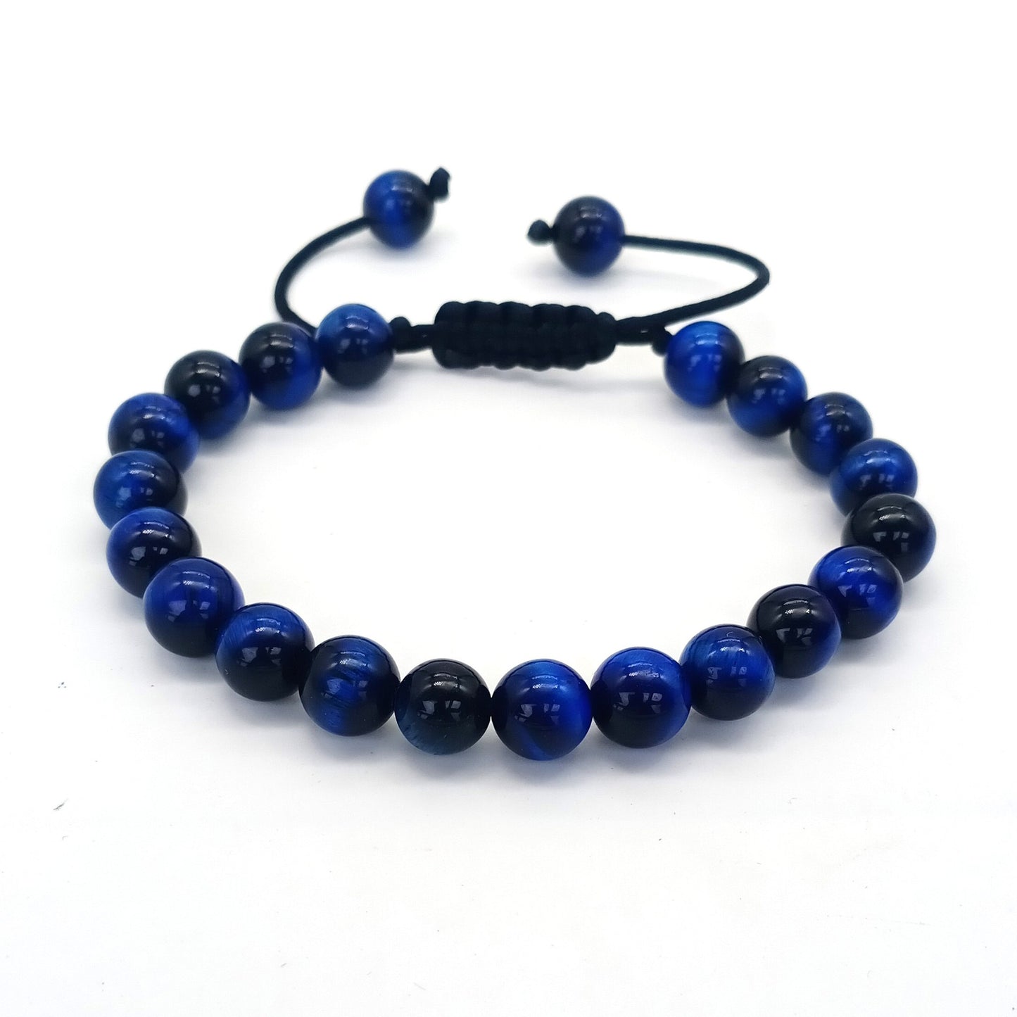 8mm Tiger Eye Stone Beads Bracelet - Adjustable & Braided