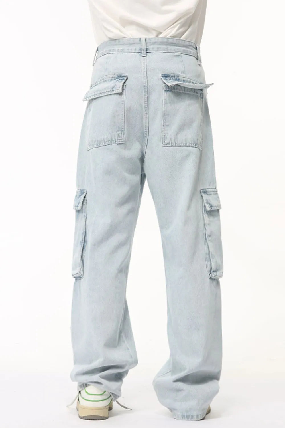 Men's Harajuku Style Washed Straight Cargo Jeans