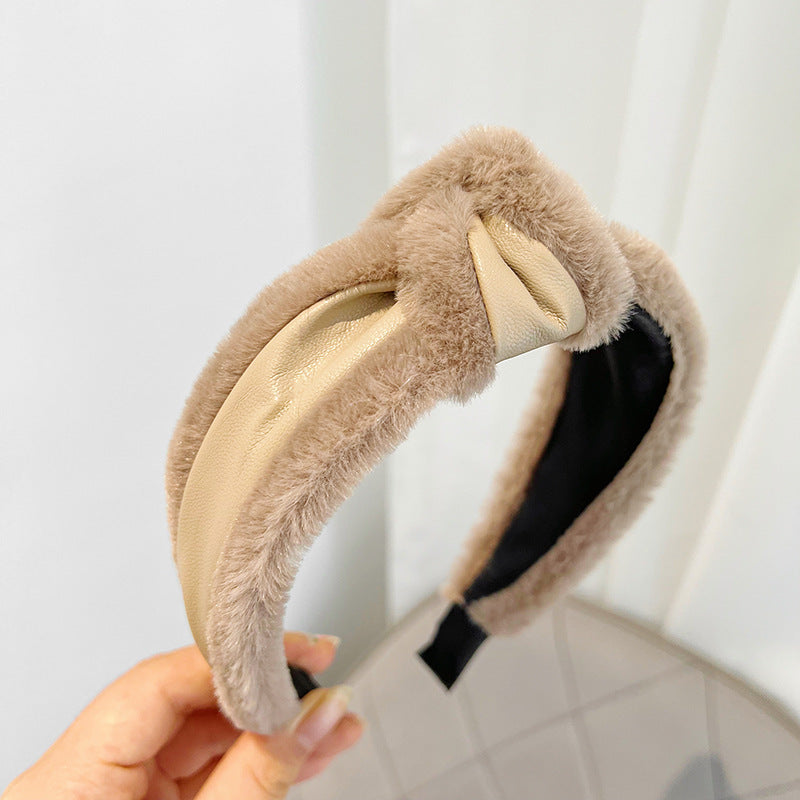 Vintage Rabbit Hair Imitation Leather Headband