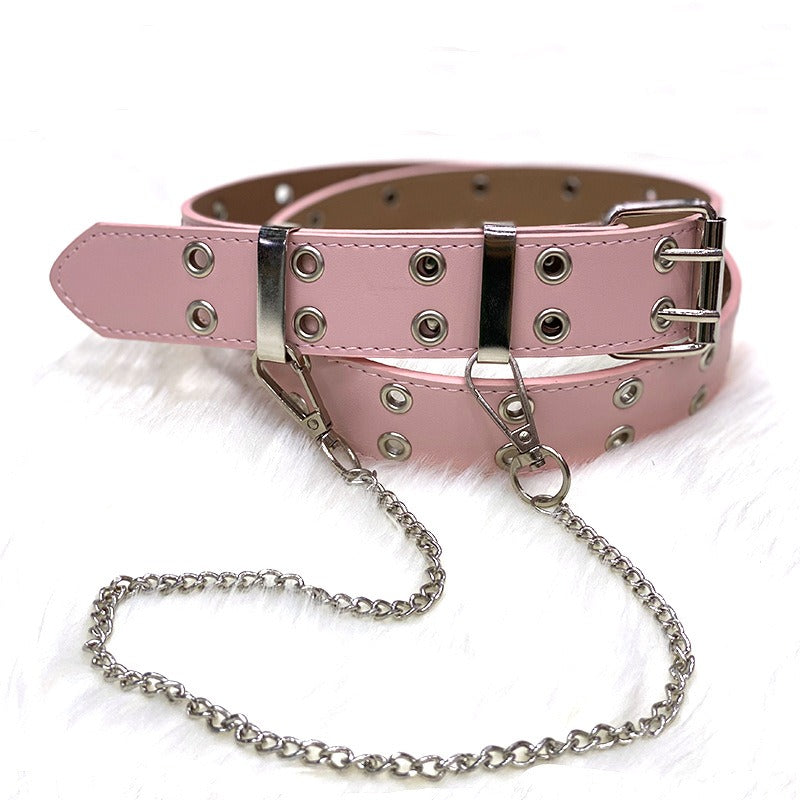 Gothic Punk Style Chain Decorative Eyelet Belt
